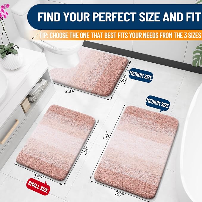 OLANLY Luxury Toilet Rugs U-Shaped 24x20, Extra Soft and Absorbent Microfiber - Image 2