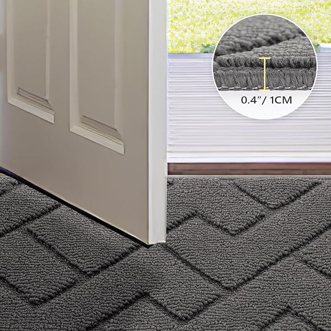 hicorfe Door Mat Indoor Entrance, TPR Backing Dirt Trapper Front Door Mat - Image 5