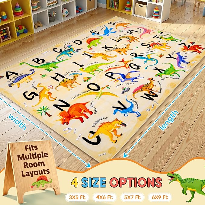 6x9 ABC Classroom Rug for Kids Playroom, Alphabet Rug - Image 2