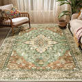 RELEANY Area Rugs 5'x7' Washable Non-Slip, Floral Vintage Distress Medallion by RELEANY