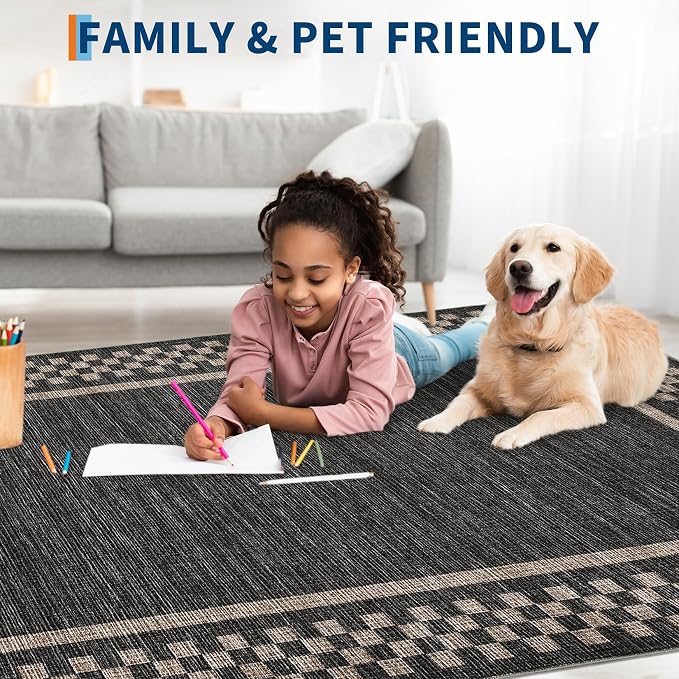 Washable Runner Rug 2x10 Modern Bordered Hallway Runner Rug Non Slip Kitchen - Image 3