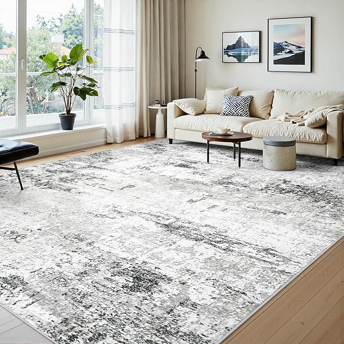 Area Rugs 9x12 Living Room: Large Modern Abstract Washable Rug Soft Indoor Anti - Image 2