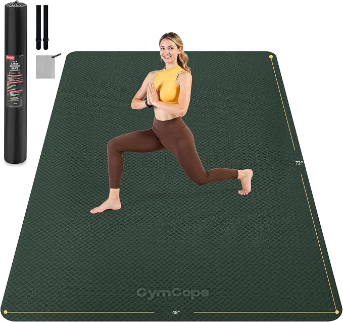 Extra Large Yoga Mat – 72"x48" or 78"x57", 1/4"–1/2" Thick Mat by GymCope