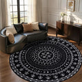 SERISSA Round Area Rug, 5ft Washable Non-Slip Black and White Boho Circle Rug by SERISSAHomeDecorCollection