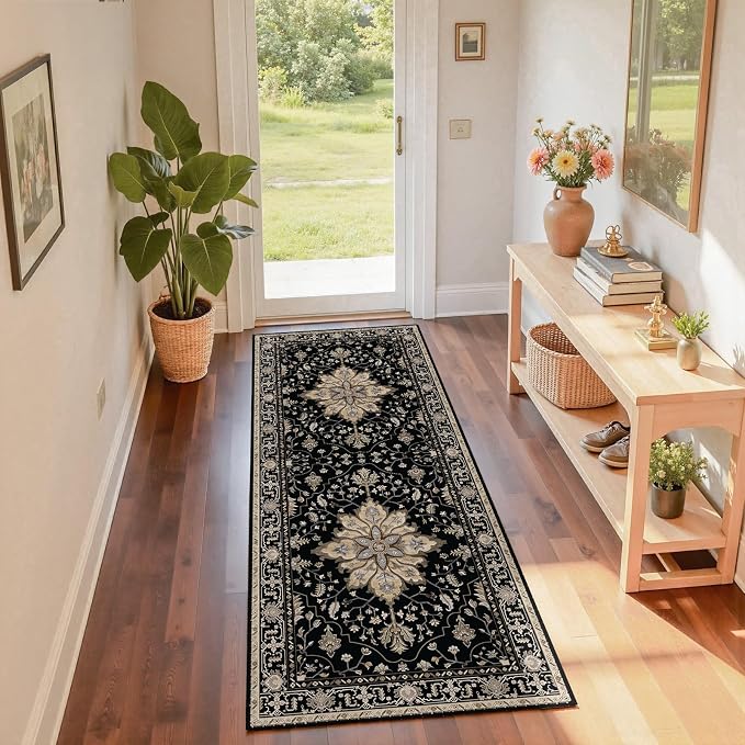 RELEANY Area Rugs Runner 2'x6' Washable Non-Slip, Floral Vintage Distress - Image 4