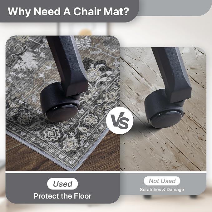 30"x48" Office Chair Mat for Hardwood Tile Floor, Under Desk Carpet Protector - Image 4