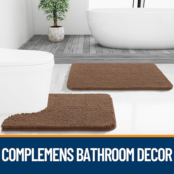 OLANLY Small Bathroom Rugs 24x16, Extra Soft Absorbent Chenille Bath Rugs - Image 8