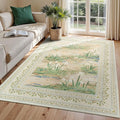 Lessymo Beige Sage 5x7 Rugs for Living Room, Soft Washable Area Rug Non-Slip by Lessymo