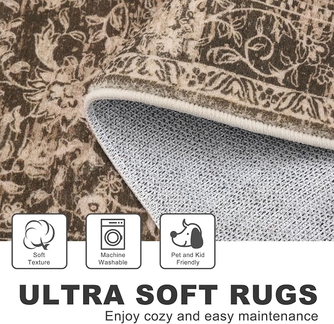 KILOCOCO Hallway Runner 3x8 Rug Runner Washable Kitchen Runners Printed Floral - Image 4