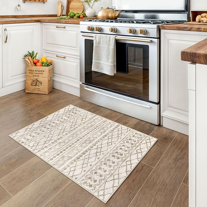 KUTA Washable Non-Slip Rugs for Entryway 2x3, Ultra Soft Vintage Geometric - Image 3