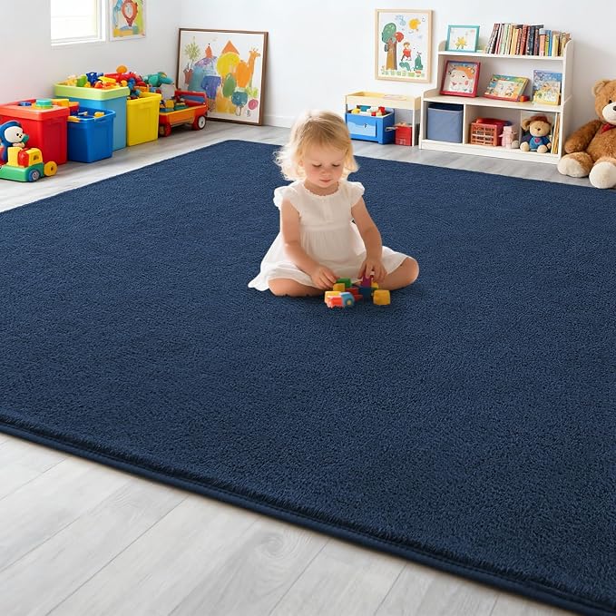 6x9 Feet Navy Blue Rug for Bedroom, Indoor Washable Memory Foam Rug for Living - Image 7