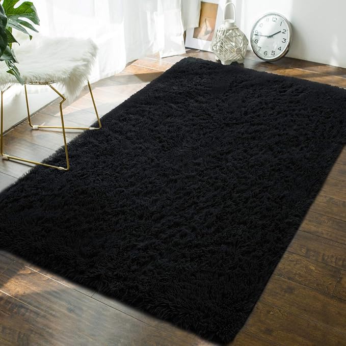 Andecor Soft Fluffy Bedroom Rugs, 3 x 5 Feet Indoor Shaggy Plush Area Rug by Andecor