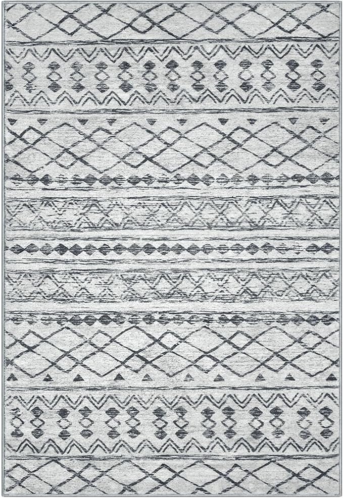 KUTA 3x5 Entryway Rug, Ultra Soft Distressed Geometric Print Throw Carpet - Image 8