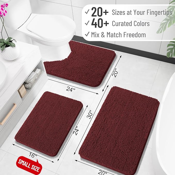 OLANLY Large Bathroom Rugs 40x32, Soft Absorbent Chenille Bath Rugs, Rubber - Image 2