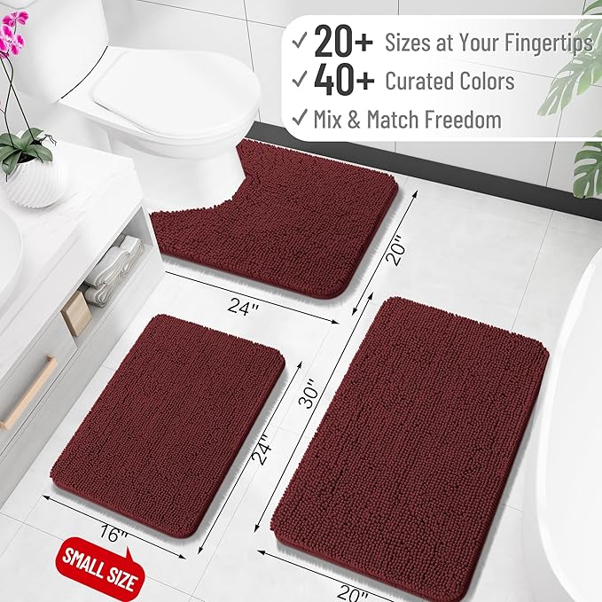 OLANLY Large Bathroom Rugs 44x32, Soft Absorbent Chenille Bath Rugs, Rubber - Image 2