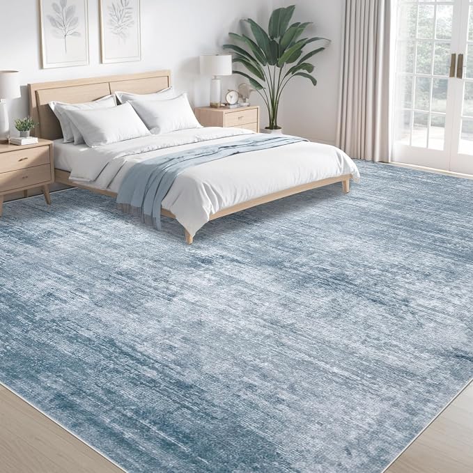 Area Rugs 9x12 Living Room: Washable Rug Modern Abstract Large Rugs Soft Non - Image 3