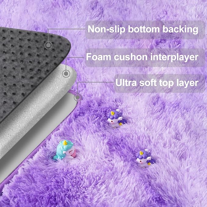 qulint 2x3 Rugs for Bedroom, Fluffy Purple Rug for Living Room Soft Shag Small - Image 6