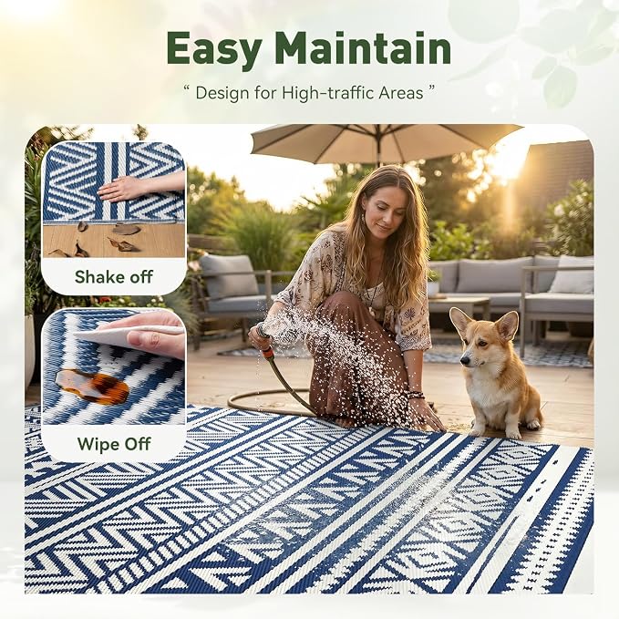 MontVoo Outdoor Rug Carpet Waterproof 6x9 Outdoor Patio Rug Mat Reverisble - Image 9
