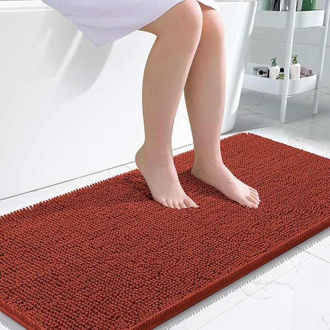 OLANLY Large Bathroom Rugs 50x30, Soft Absorbent Chenille Bath Rugs, Rubber by OLANLY