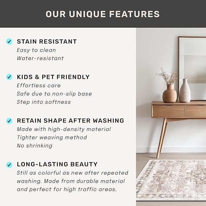 Washable Boho 6x8 Area Rug for Living Room - Image 5
