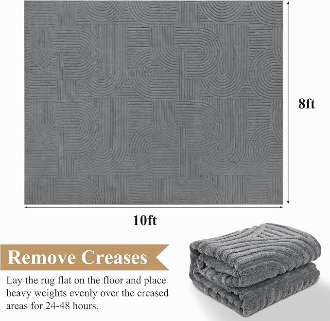 Pauwer 8x10 Washable Area Rugs for Living Room Modern Grey Solid Color Soft - Image 2