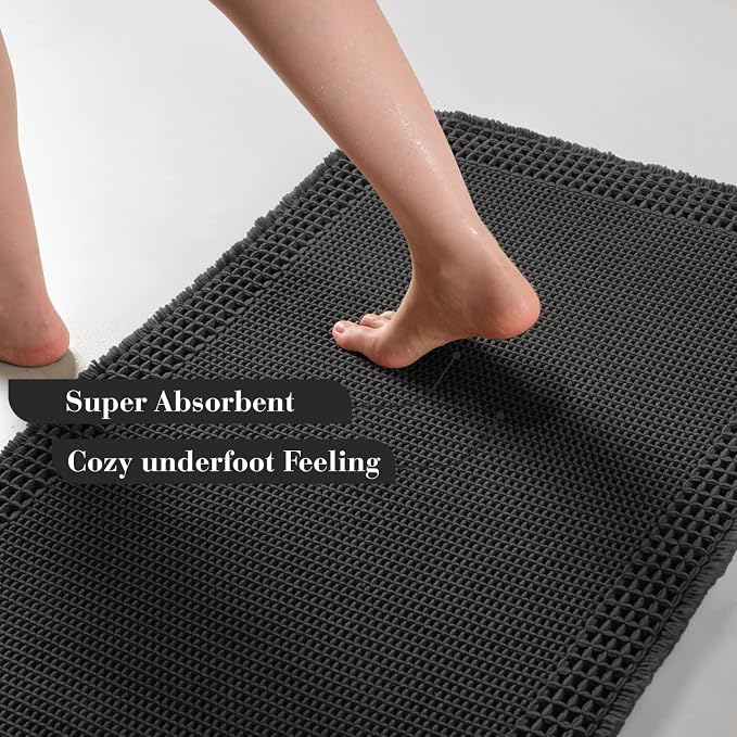 RESARE Waffle Bathroom Runner Rugs, Super Absorbent Bath Mat Non Slip Washable - Image 3