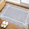 GarveeHome Scalloped Bow Rug for Kitchen Floor, Solid Grey Rug for Dorm by GarveeHome