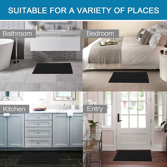 Non Slip Thick Shaggy Chenille Bathroom Rug Mat Set Extra Soft and Absorbent - Image 6