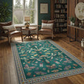 DCX 4x6 Washable Insect Rug, Vintage Gothic Deep Teal Rug by DCXWashableRug