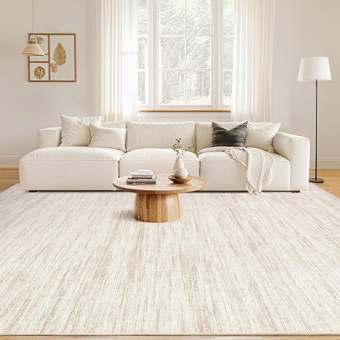 Nakagishi 9x12 Area Rugs Living Room: Washable Large Vintage Rug Neutral - Image 4