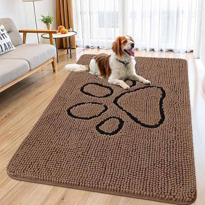 Smiry Dog Door Mat for Muddy Paws, Absorbent Dirt Trapper Non Slip Quick Dry by Smiry
