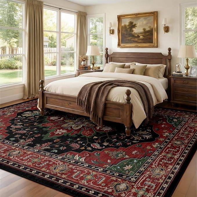 RELEANY Area Rugs 7'x9' Washable Non-Slip, Floral Vintage Distress Medallion - Image 2
