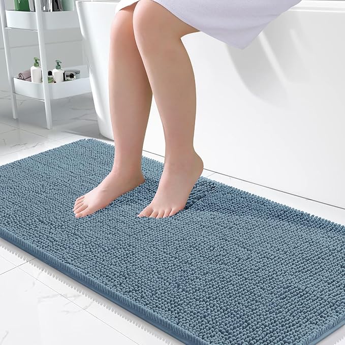 OLANLY Bathroom Runner Rugs 47x24, Soft Absorbent Chenille Bath Rugs, Rubber by OLANLY