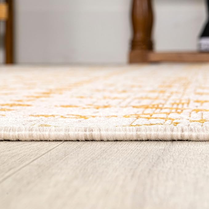 JONATHAN Y Moroccan Geometric Indoor Outdoor Runner Rug 2X10 Cream/Yellow - Image 4