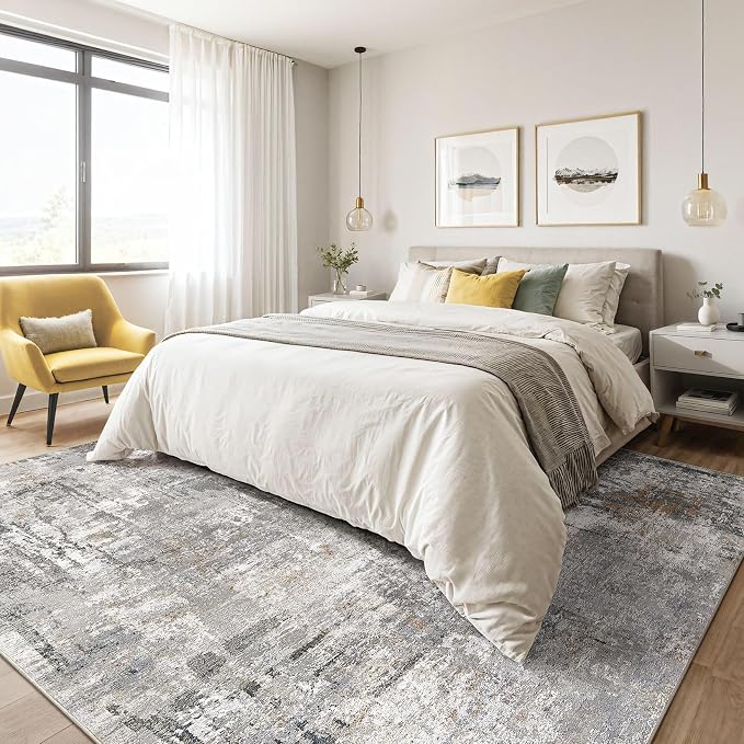 10x14 Area Rugs Living Room: Washable Large Abstract Modern Soft Rug Stain - Image 4