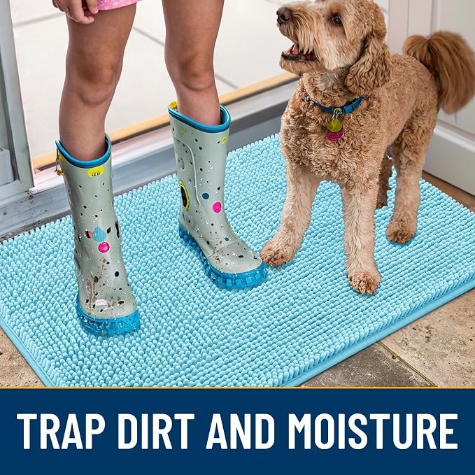 Smiry Dog Door Mat for Muddy Paws 30x20, Absorbent Dirt Trapper, Non-Slip - Image 3