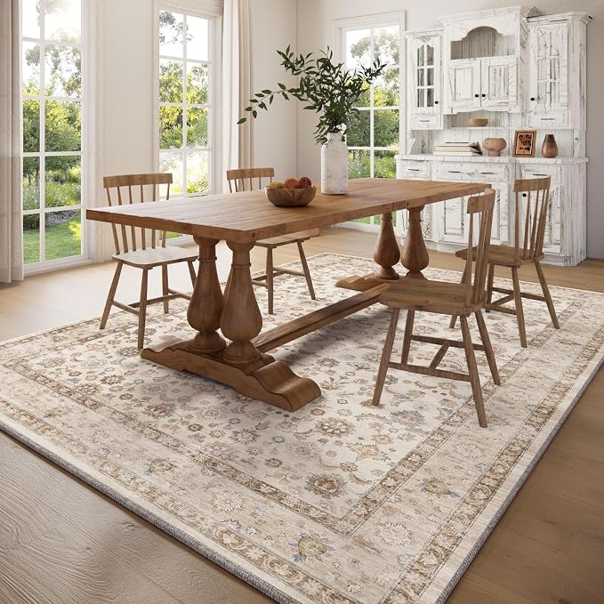 Washable Area Rugs for Living Room: 6x9 Bedroom Rug Boho Vintage Area Rug Stain - Image 5