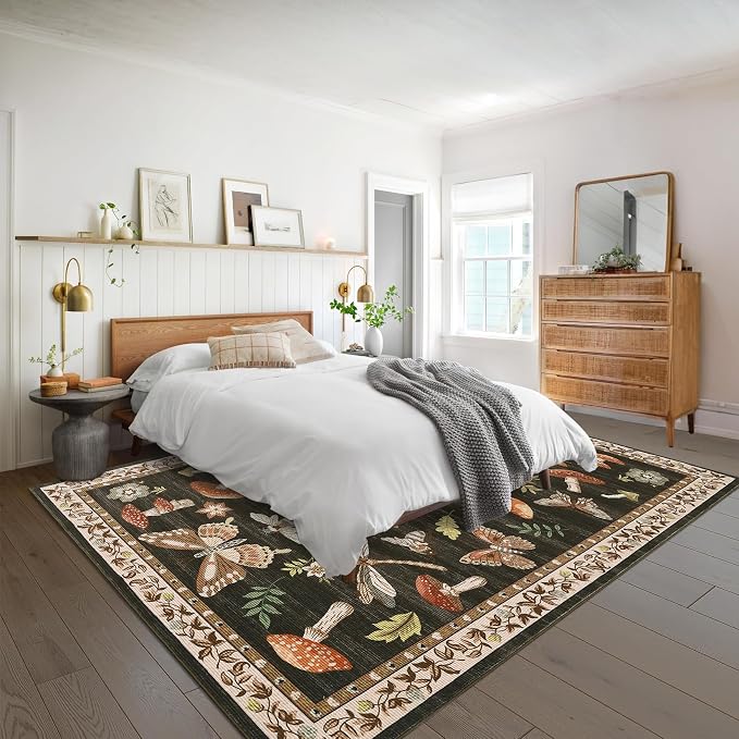 Mushroom 8x10 Rug for Living Room Non Slip Washable 8 X 10 Rug for Bedroom - Image 4
