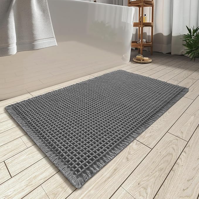 AMOAMI Upgraded Waffle Bath Mat, Super Absorbent Non Slip Bath Mats by AMOAMI