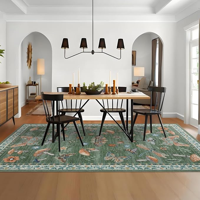 Mushroom Washable 8x10 Rug for Living Room Non Slip 8 x 10 Rug for Bedroom - Image 3