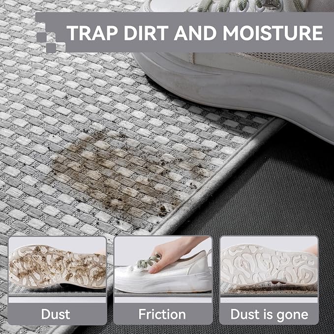 Front Door Mat 17''x30'', Absorbent Dirt Resist Washable Non Slip Low-Profile - Image 2
