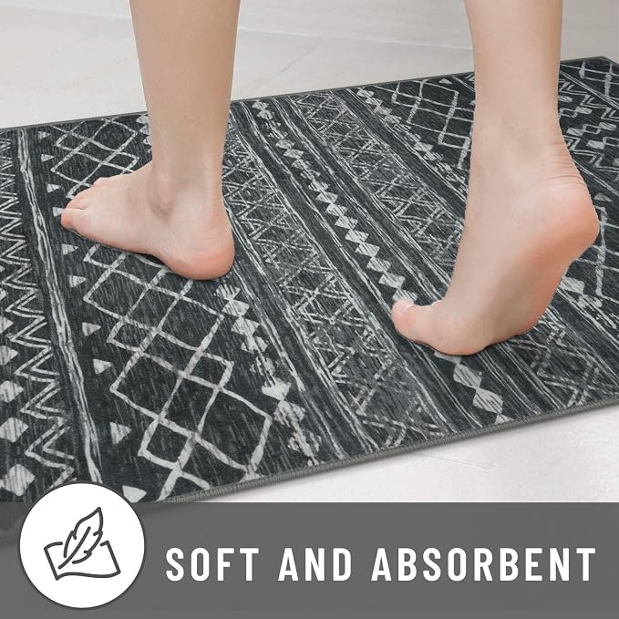 KUTA Washable Non-Slip Rugs for Entryway 2x3, Dark Grey Beige Moroccan Boho - Image 7