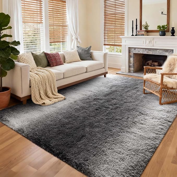 Area Rugs for Living Room, Tie-Dyed 5x7 Feet Soft Fluffy Shagg Plush Rug High - Image 2