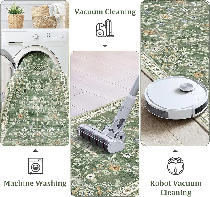Yamaziot Washable Runner Rug 3x6 – Floral Non Slip Boho Hallway Runner Rug - Image 3
