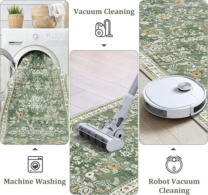 Yamaziot Washable Runner Rug 3x12 – Floral Non Slip Boho Hallway Runner Rug - Image 4