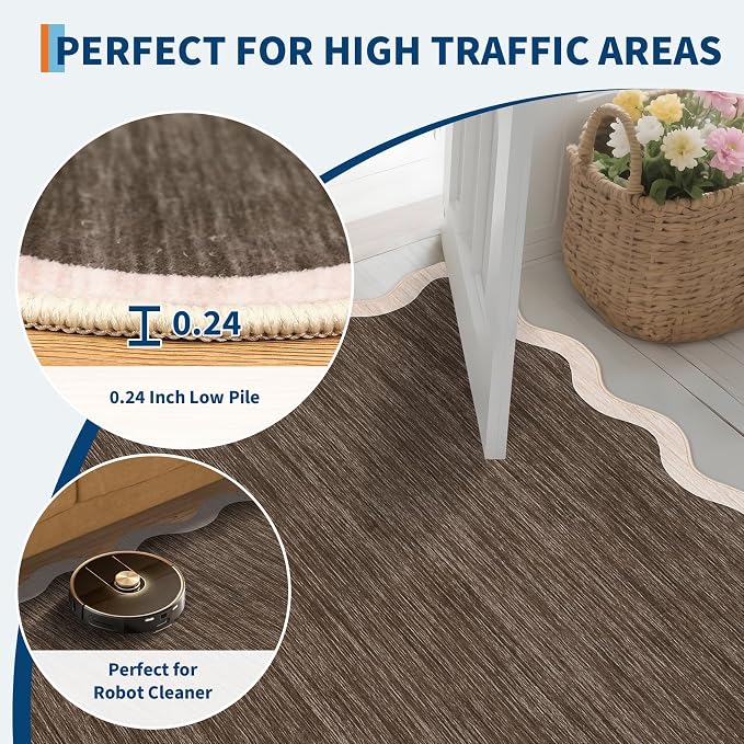 GarveeHome Scalloped Area Rug 4x6 Washable Rug Modern Traditional Floor Cover - Image 6