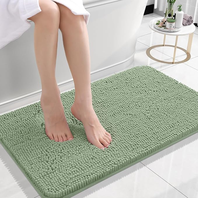 OLANLY Small Bathroom Rugs 24x16, Extra Soft Absorbent Chenille Bath Rugs by OLANLY