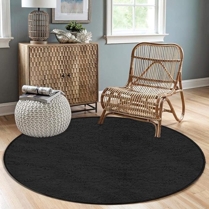 Machine Washable Modern Round Area Rug, Room Sofa Yoga Soft Round Carpet - Image 3