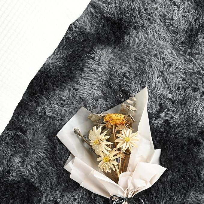 FlyDOIT Large Area Rugs for Living Room, 5x8 Feet Tie-Dyed Black and Grey - Image 5