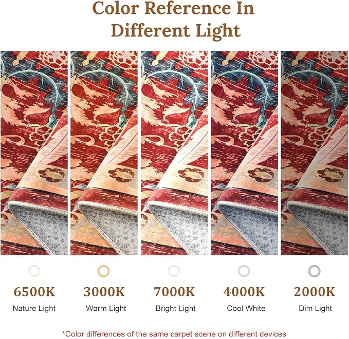 AMTOVO 6x9 Washable Area Rugs for Living Room, Non-Slip Large Soft Boho Floral - Image 8